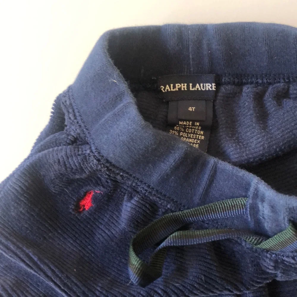 KIDS RALPH LAUREN JOGGERS SWEATPANTS VELOUR BLUE 4T